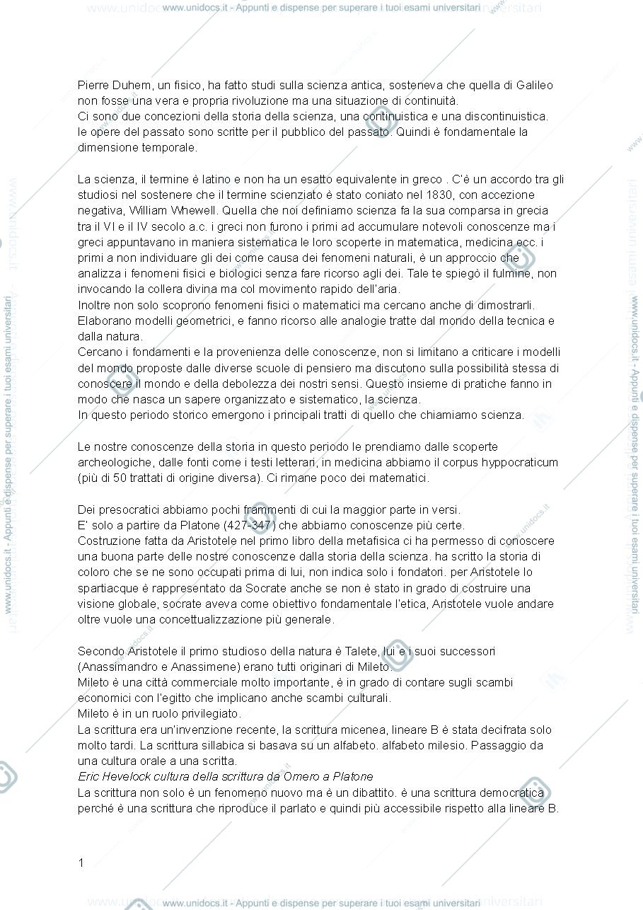Anteprima pagina 1 — Storia della scienza Giudice, parte generale 