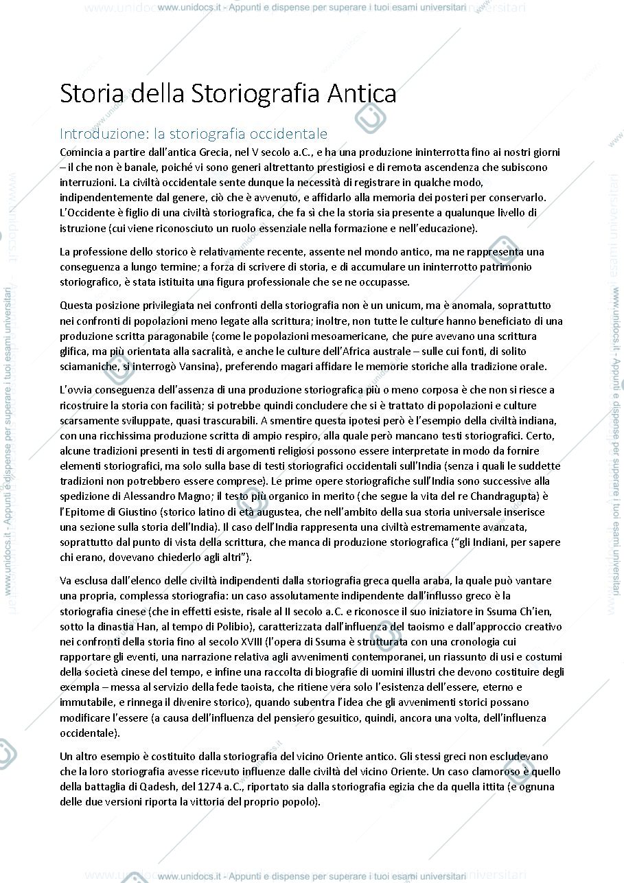 Anteprima pagina 1 — Appunti di storia della storiografia antica