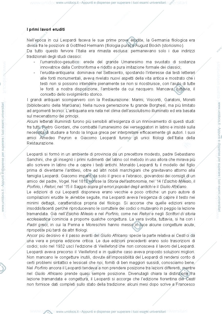 Anteprima pagina 1 — La filologia di Leopardi