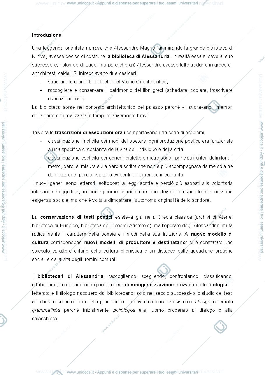 Anteprima pagina 1 — Storia della filologia classica