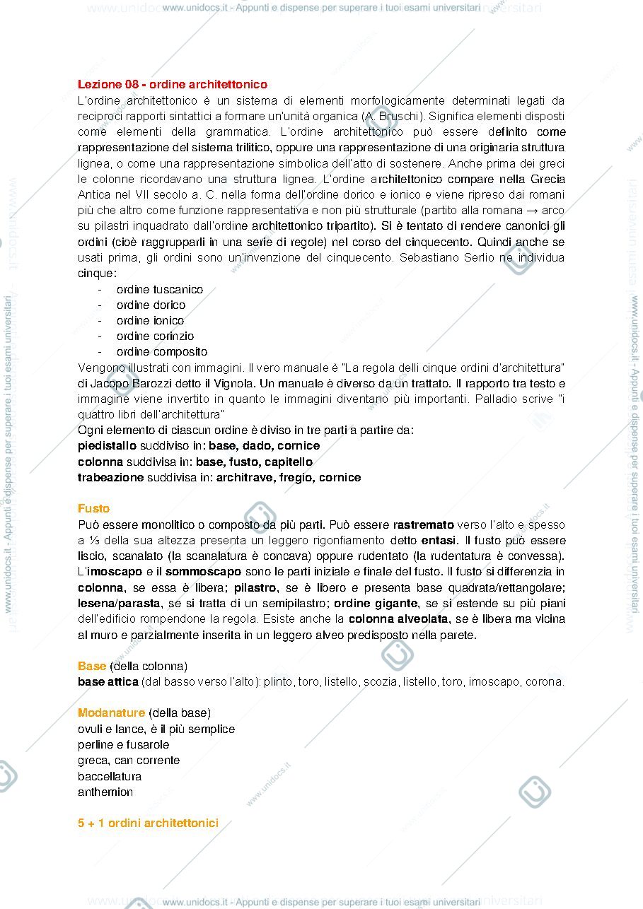 Anteprima pagina 1 — Lezione 08 - Ordini architettonici