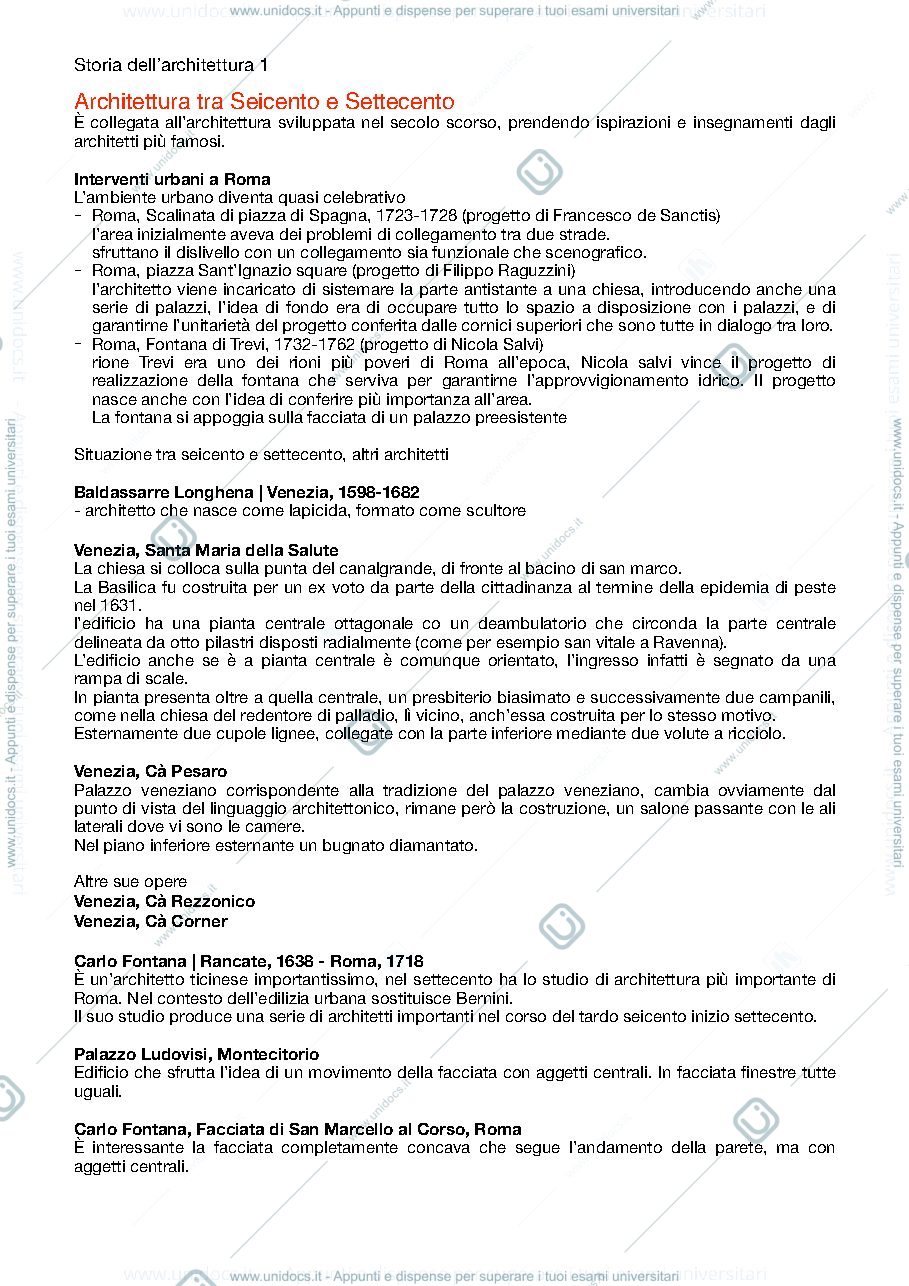 Anteprima pagina 1 — Architettura tra seicento e settecento 