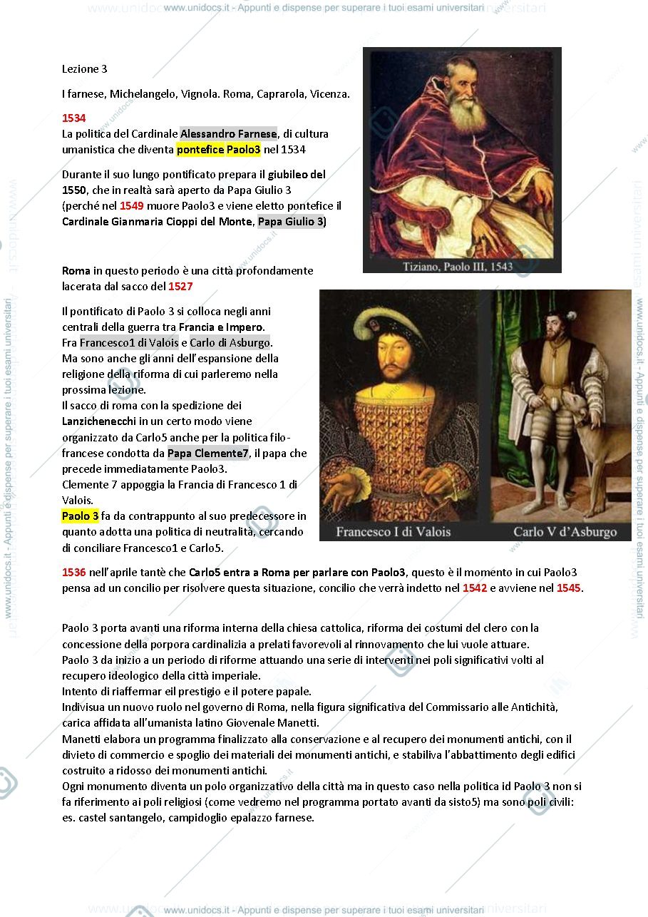 Anteprima pagina 1 — Lezione 3 I farnese