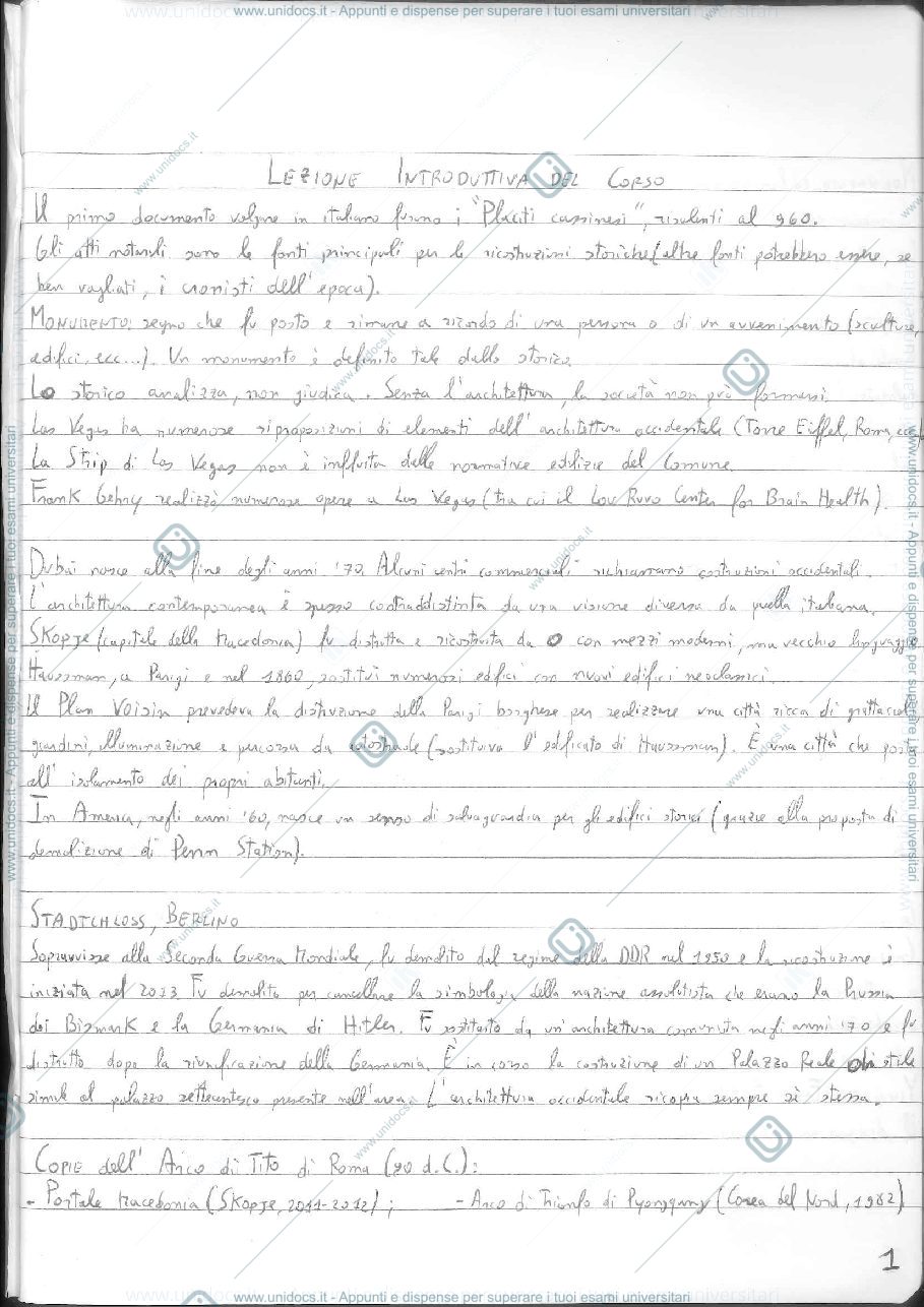 Anteprima pagina 1 — Storia dell'architettura 2 - Prof. Bevilacqua