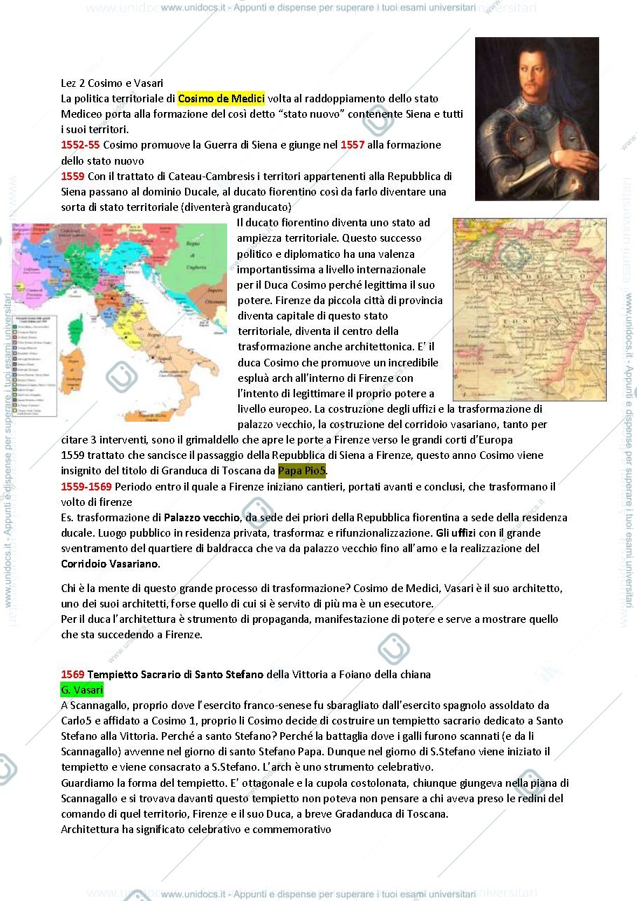Anteprima pagina 1 — Lezione 2 Cosimo e Vasari