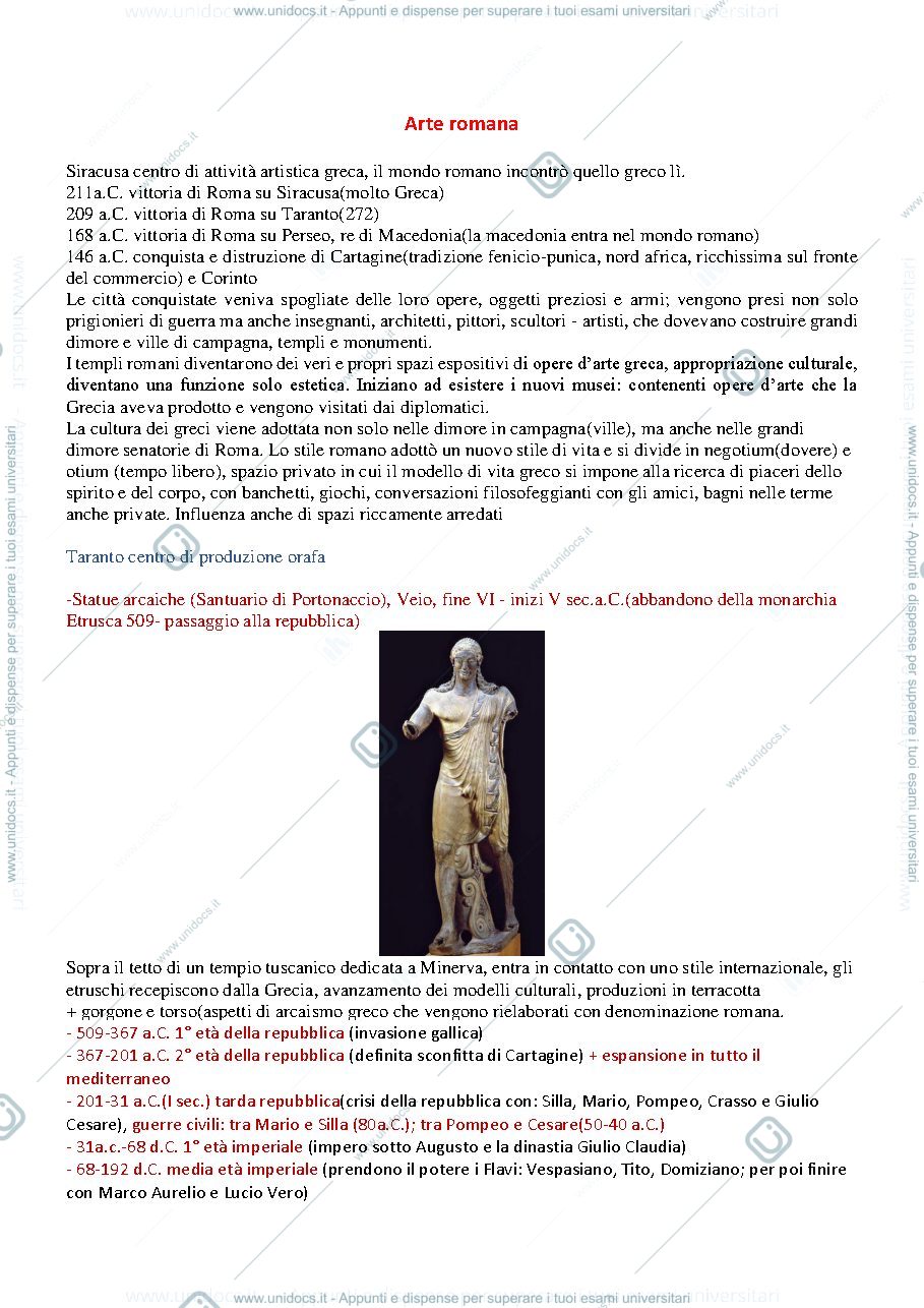 Anteprima pagina 1 — Storia dell'arte romana appunti- Monica Salvadori