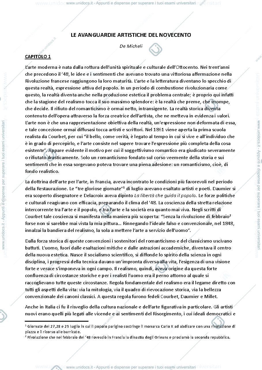 Anteprima pagina 1 — LE AVANGUARDIE ARTISTICHE DEL NOVECENTO