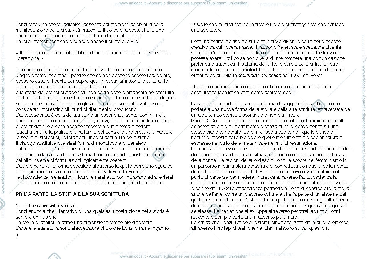 Anteprima pagina 2 — La storia dell'arte dopo l'autocoscienza. A partire dal diario di Carla Lonzi