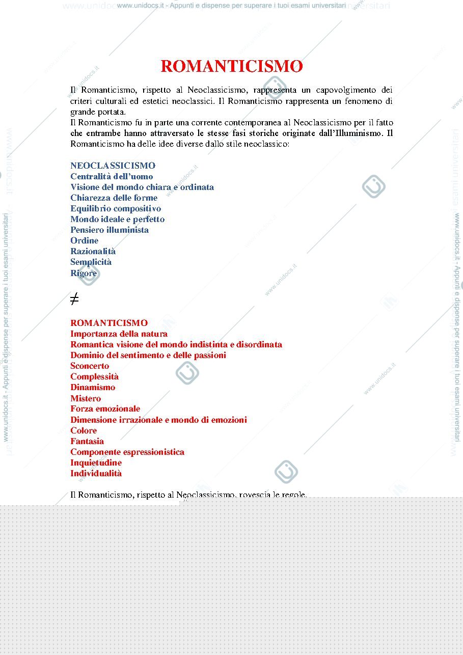 Anteprima pagina 1 — Arte romanticismo parte 1