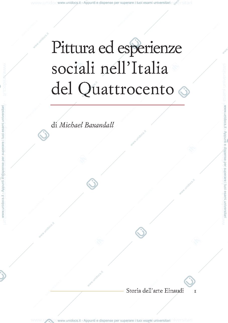 Anteprima pagina 1 — PDF 'Pittura ed esperienze sociali nell'Italia del Quattrocento' Baxandall