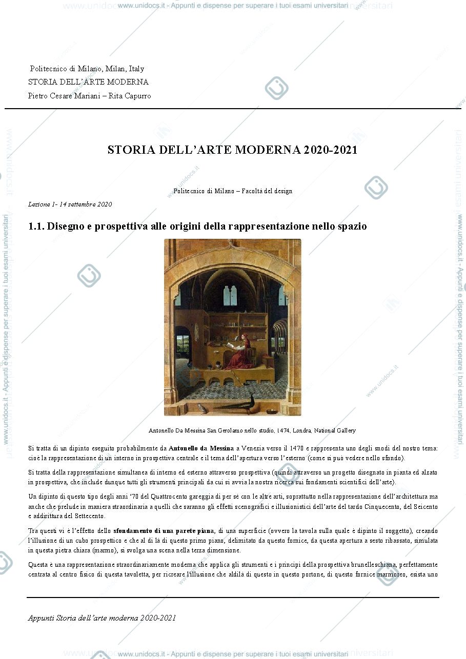 Anteprima pagina 1 — Storia dell'arte moderna 