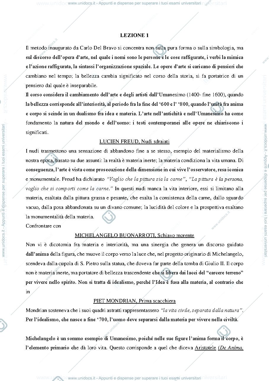 Anteprima pagina 1 — Appunti primo modulo storia dell'arte moderna