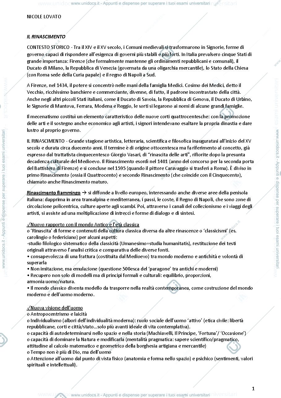 Anteprima pagina 1 — Storia dell'arte moderna 2022-2023