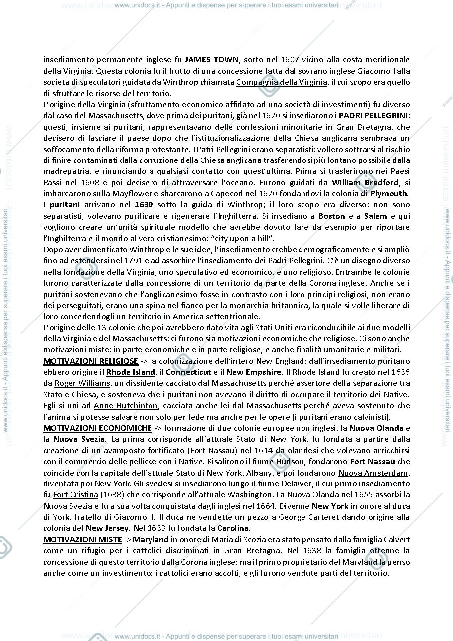 Anteprima pagina 3 — Riassunto storia delle Americhe 