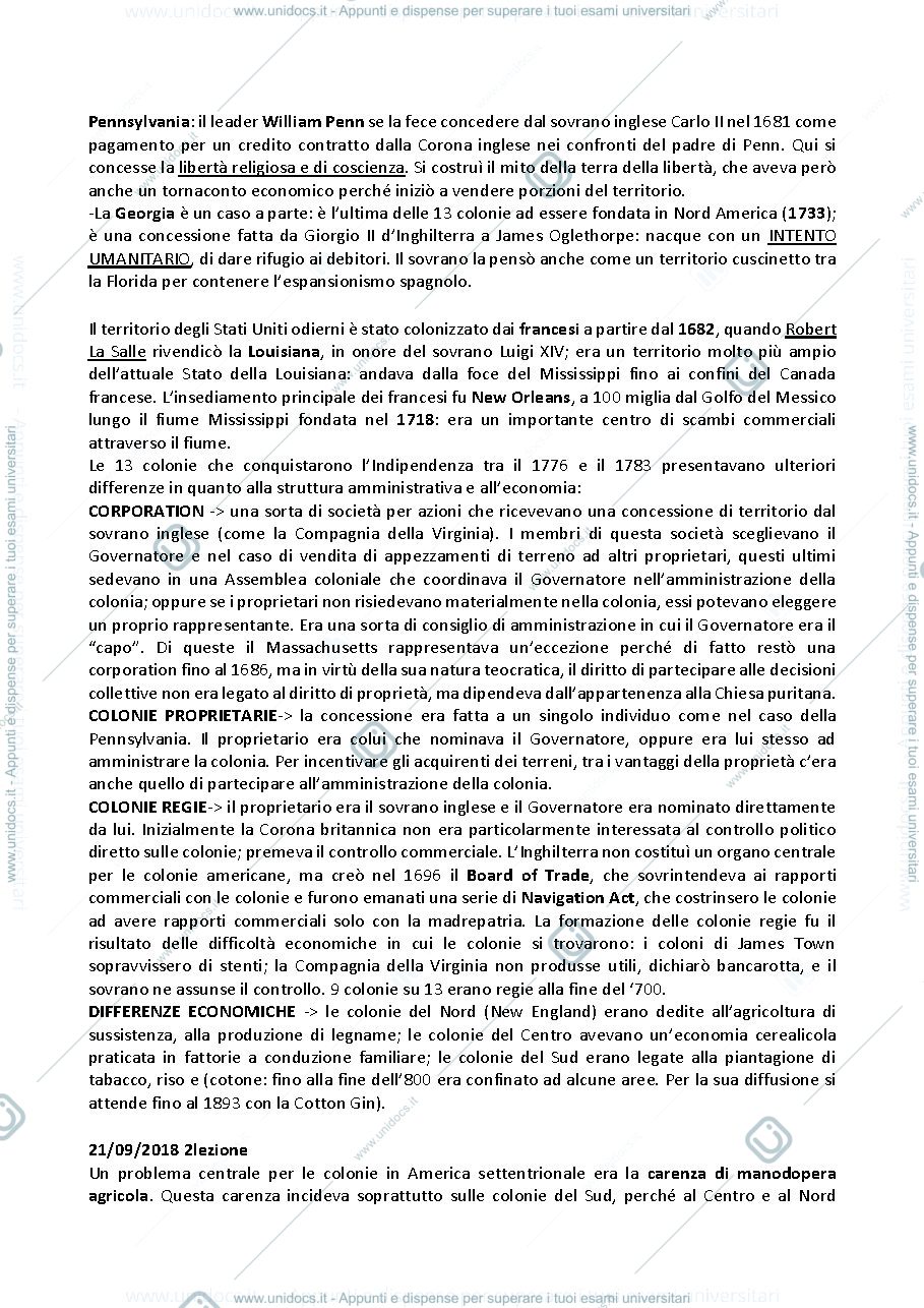 Anteprima pagina 4 — Riassunto storia delle Americhe 