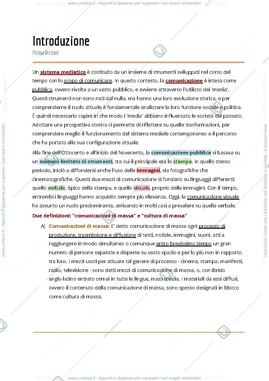 Anteprima pagina 2 — appunti lezione storia delle comunicazione di massa