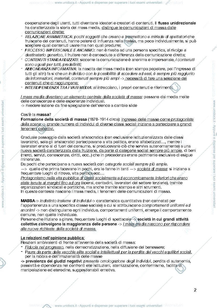 Anteprima pagina 2 — Appunti storia delle comunicazioni di massa