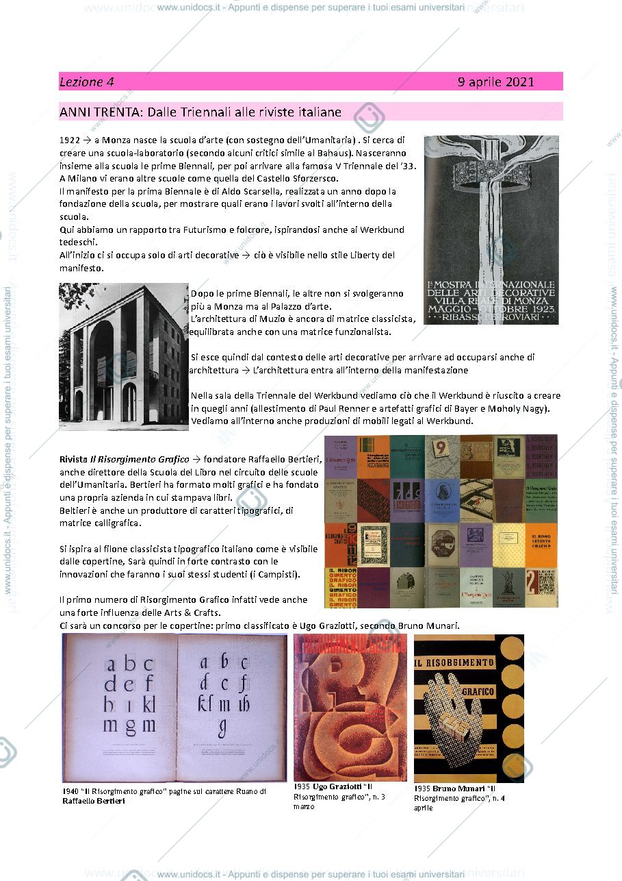 Anteprima pagina 1 — STORIA DELLE COMUNICAZIONI VISIVE Lez 4. Prof Gunetti