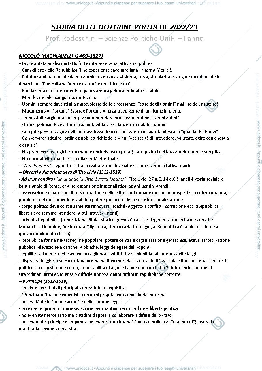 Anteprima pagina 1 — Storia delle dottrine politiche Bonaiuti