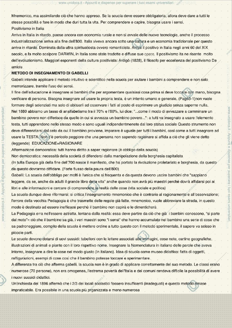 Anteprima pagina 1 — IL POSITIVISMO E METODO GABELLI 