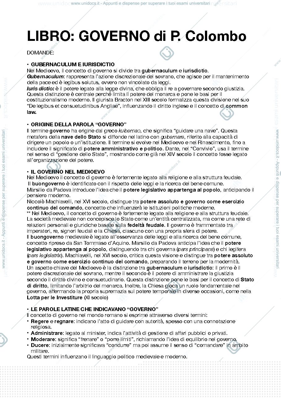 Anteprima pagina 1 — Libro Governo (Colombo) domande 