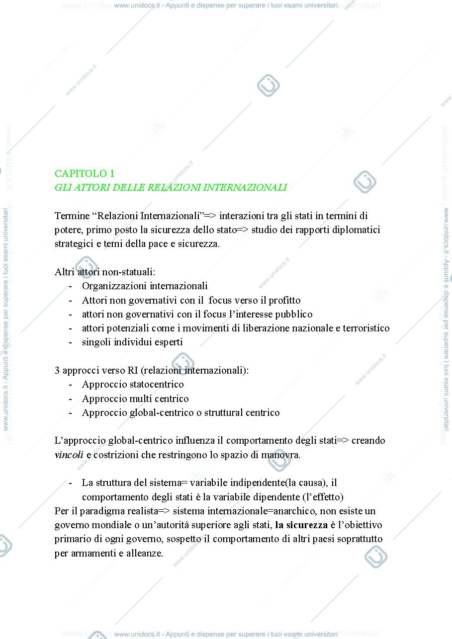 Anteprima pagina 1 — Manuale di relazioni internazionali