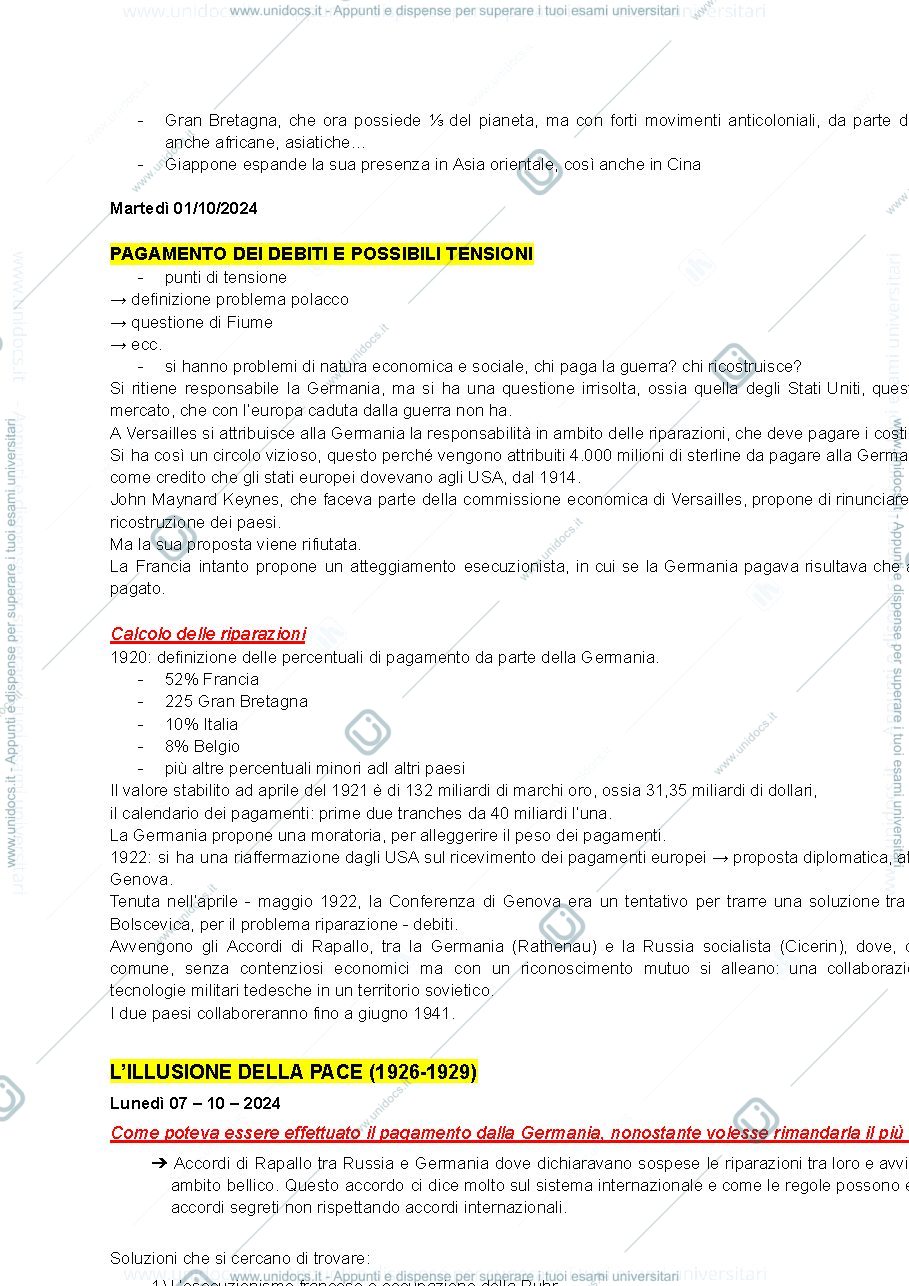 Anteprima pagina 2 — Appunti di Storia delle Relazioni Internazionali