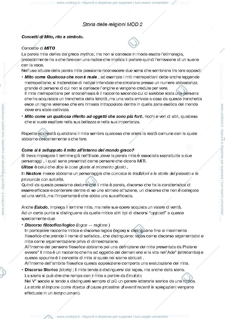 Anteprima pagina 1 — STORIA DELLE RELIGIONI MOD 2 .