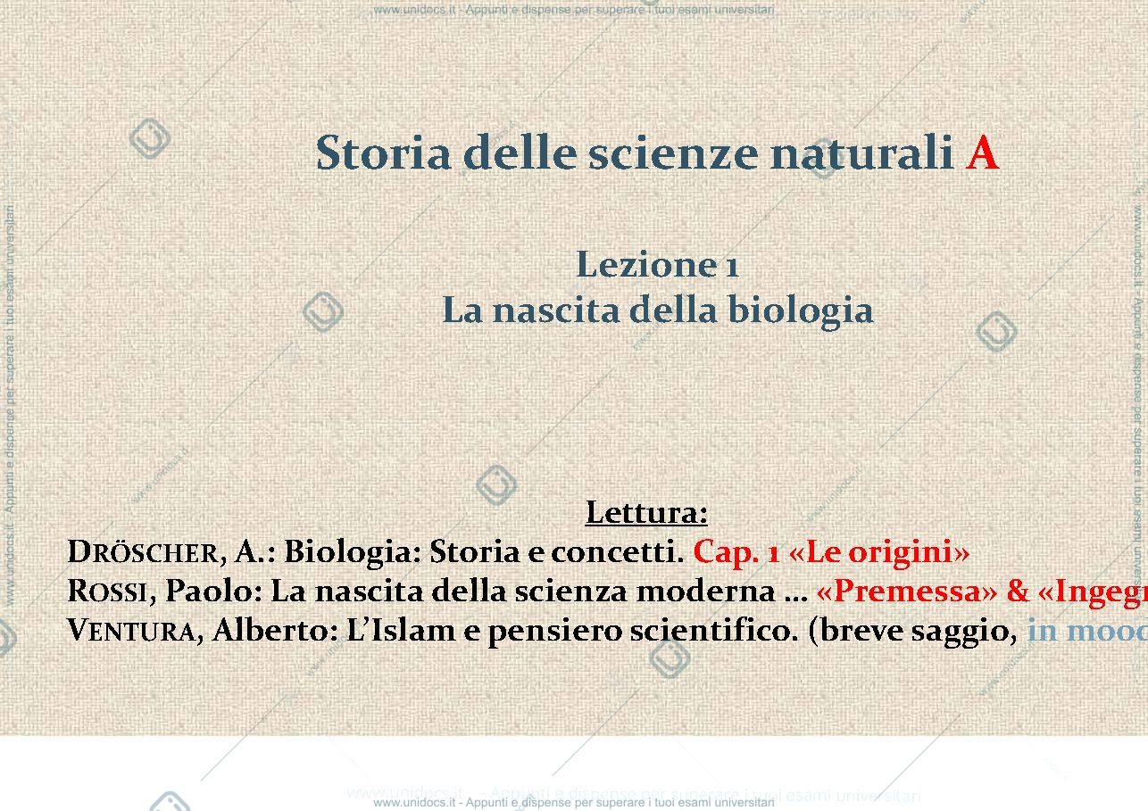 Anteprima pagina 1 — la nascita della biologia