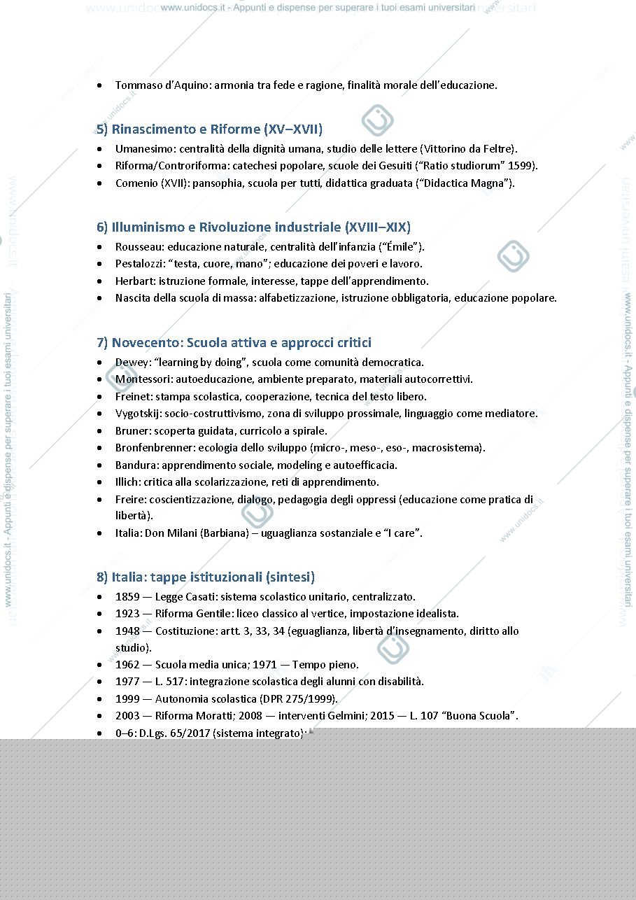 Anteprima pagina 2 — Storia dell'educazione sintesi