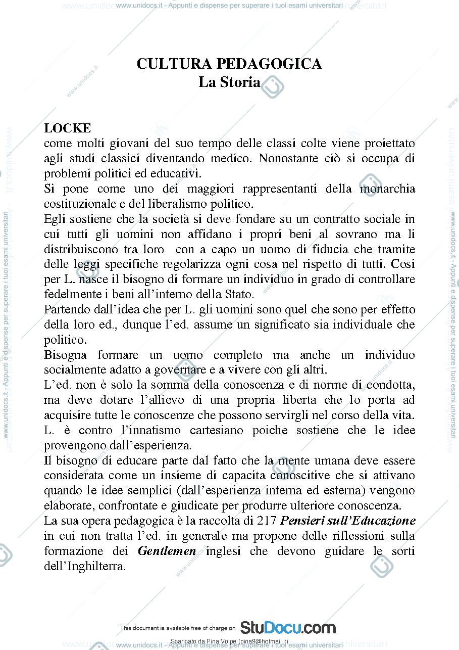 Anteprima pagina 2 — riassunto storia dell'educazione