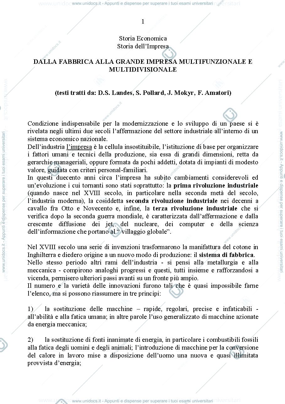 Anteprima pagina 1 — Dalla fabbrica alla grande impresa multifunzionale