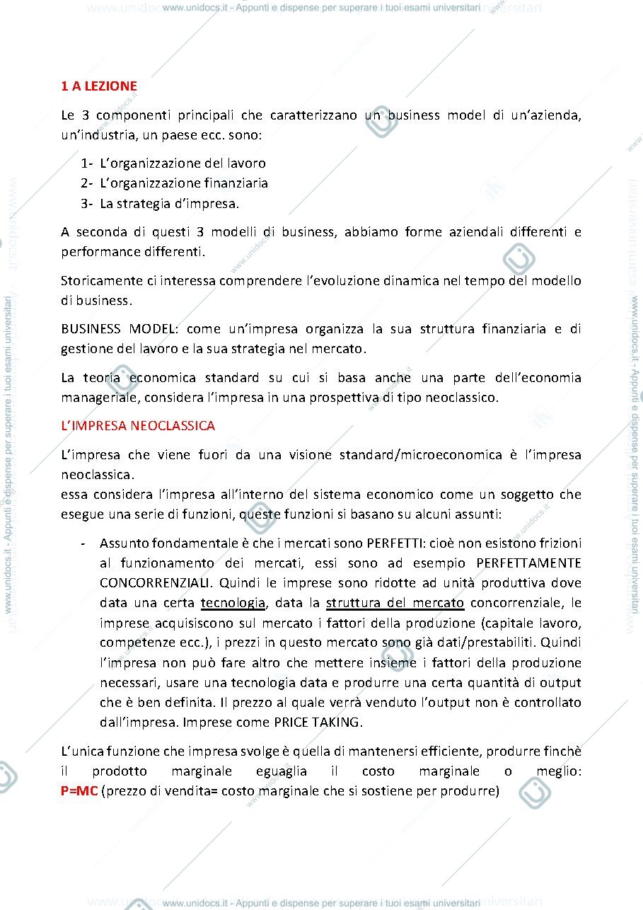 Anteprima pagina 1 — appunti storia dell'impresa