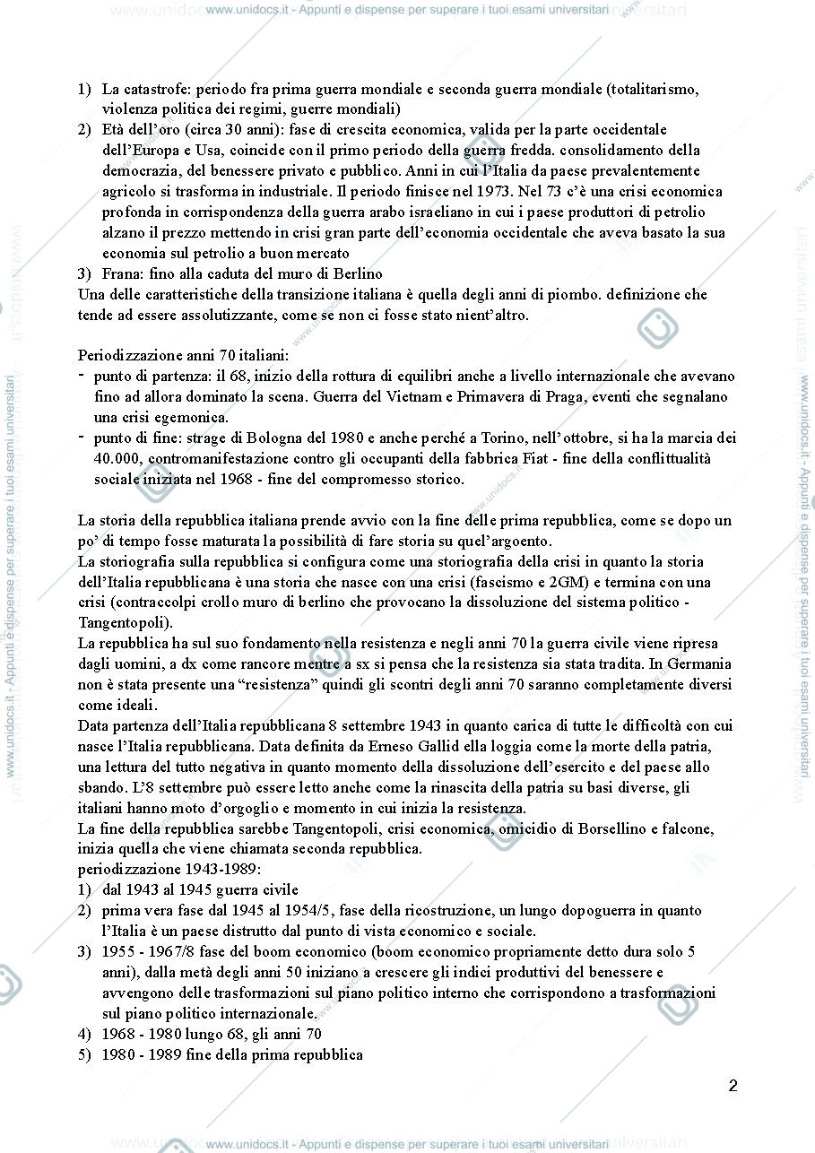 Anteprima pagina 2 — Appunti del corso Storia dell'Italia contemporanea - Prof.ssa Galfrè