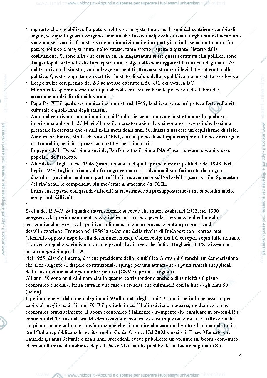 Anteprima pagina 4 — Appunti del corso Storia dell'Italia contemporanea - Prof.ssa Galfrè