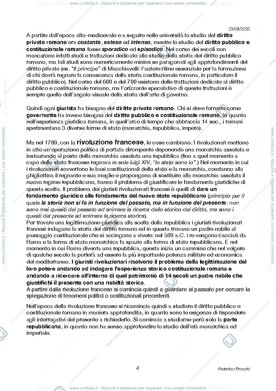 Anteprima pagina 4 — Storia del diritto romano, appunti presi a lezione