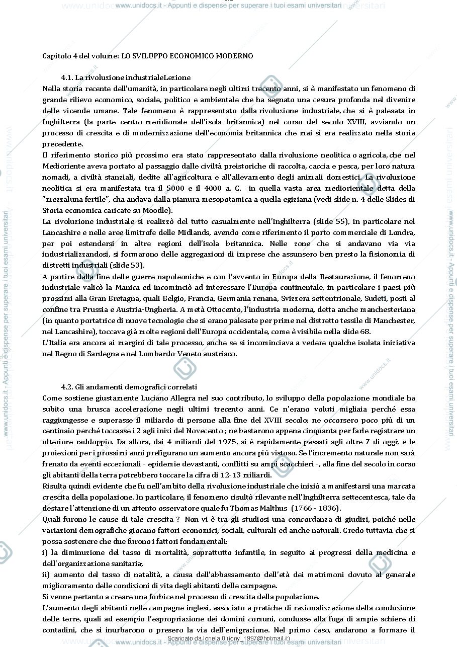 Anteprima pagina 1 — storia dello sviluppo economico 