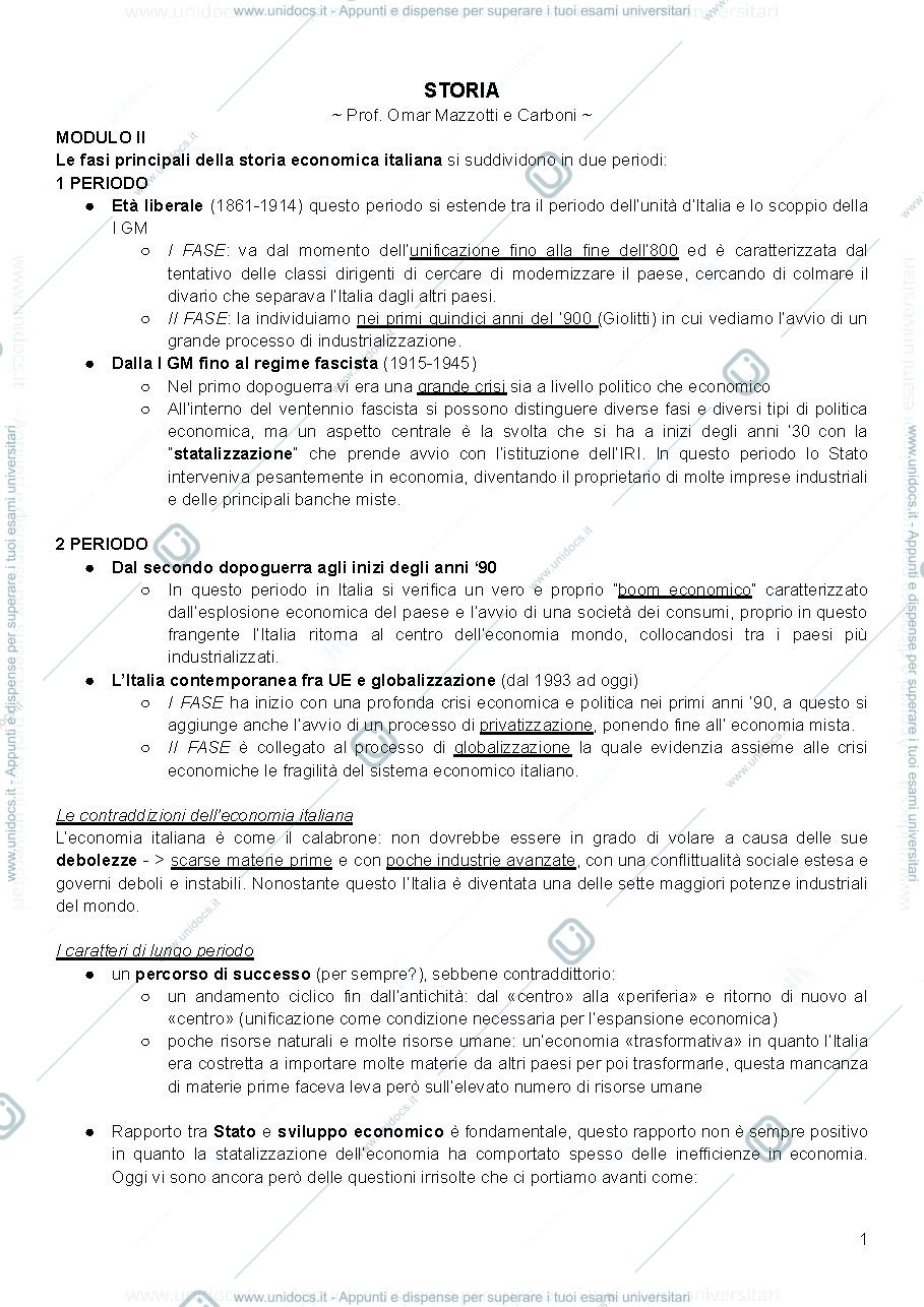 Anteprima pagina 1 — Storia economica