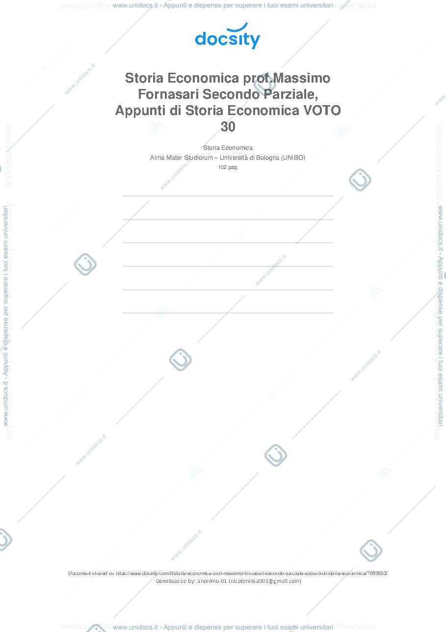 Anteprima pagina 1 — Storia Economica 2º parziale prof. Fornasari