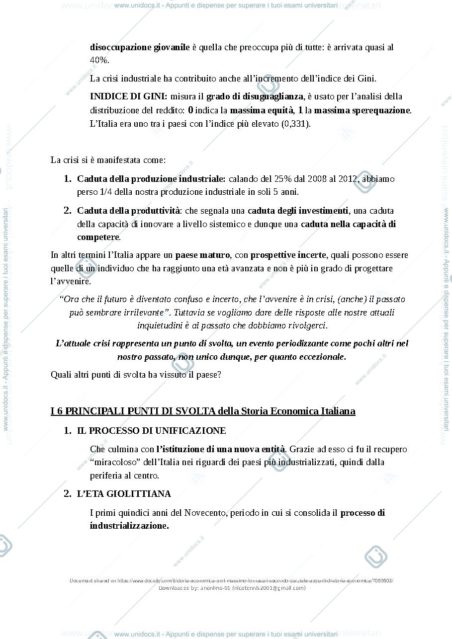 Anteprima pagina 3 — Storia Economica 2º parziale prof. Fornasari