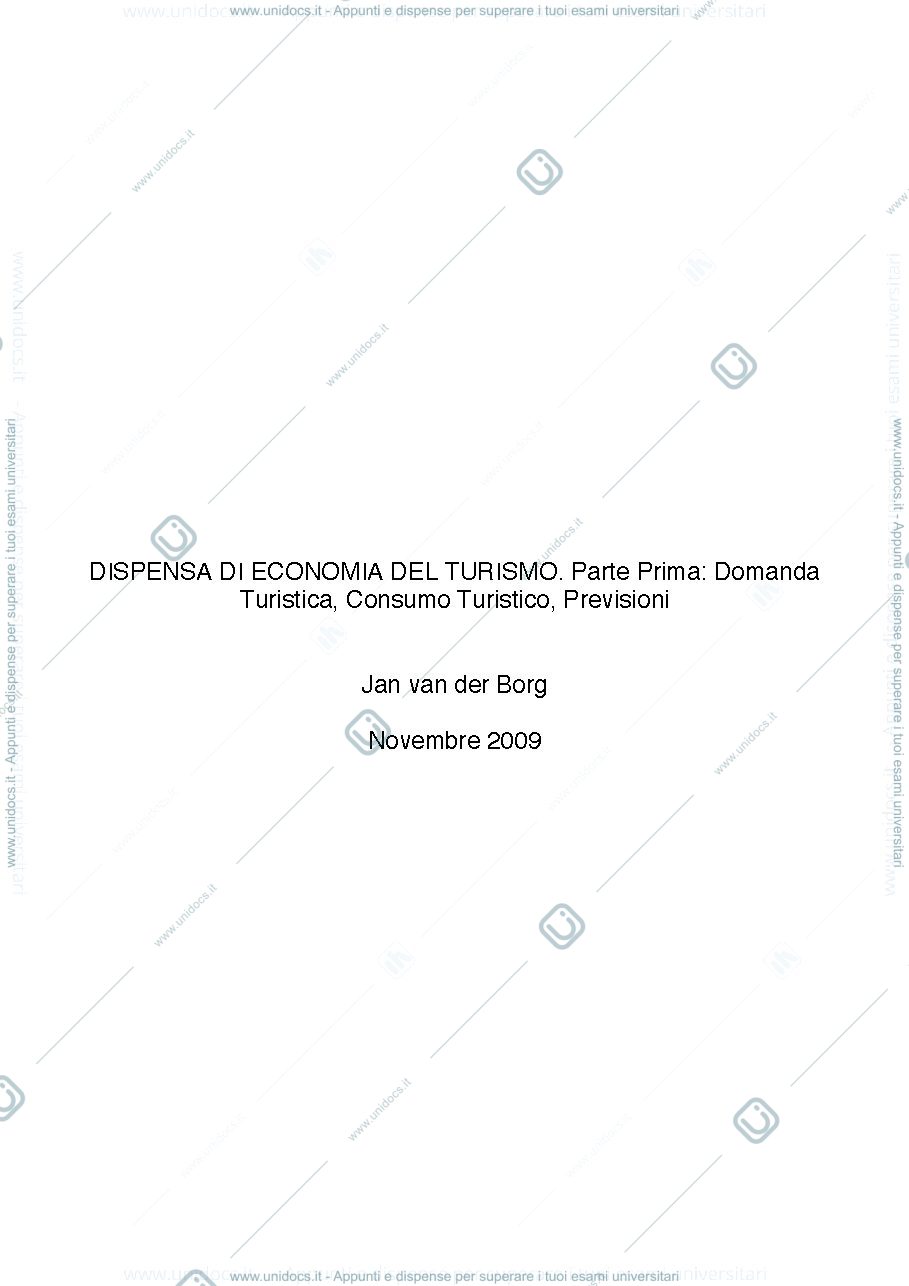 Anteprima pagina 1 — Dispensa Economia del turismo