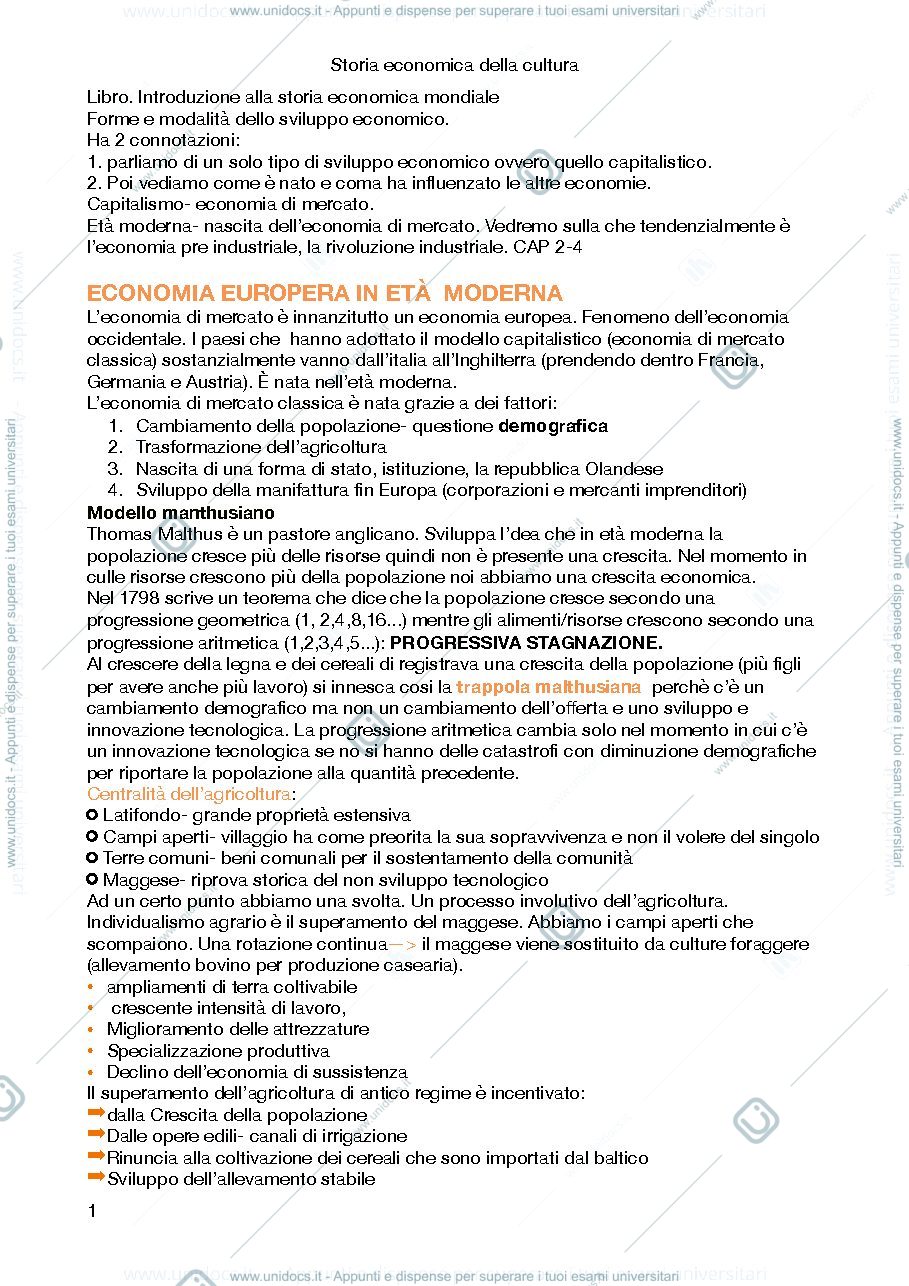 Anteprima pagina 1 — storia economica della cultura