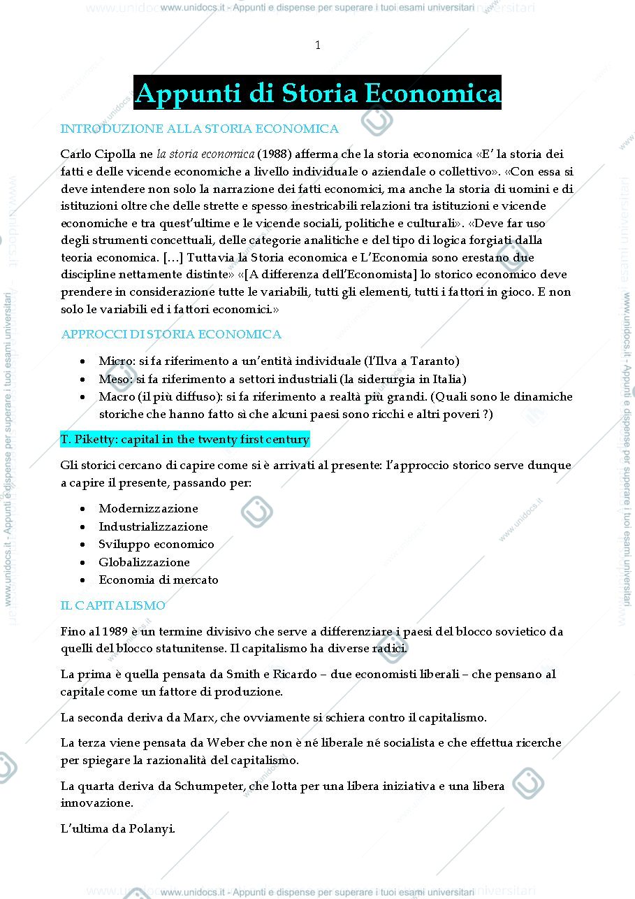 Anteprima pagina 1 — storia economica