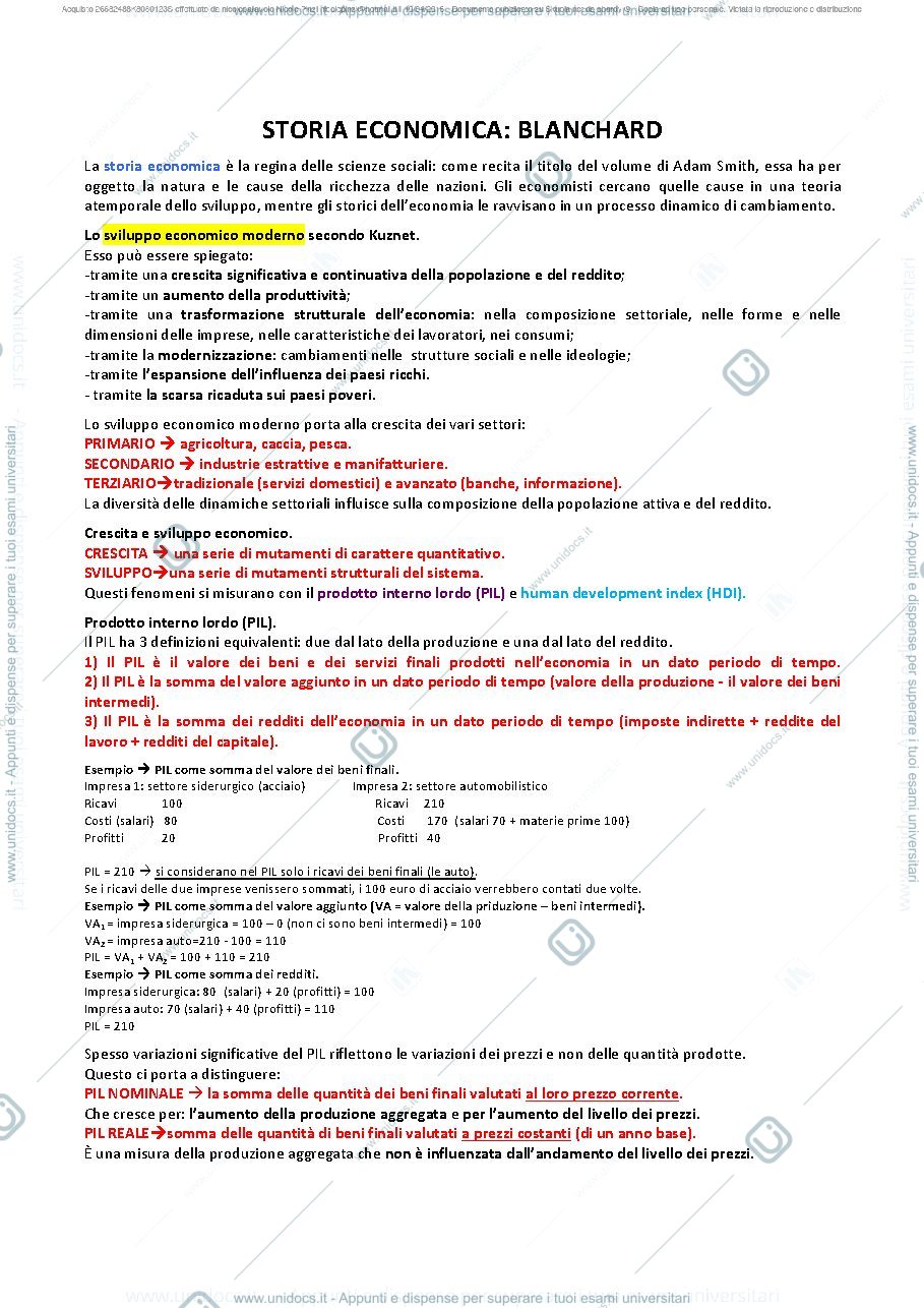 Anteprima pagina 1 — Riassunto esame Storia Economica