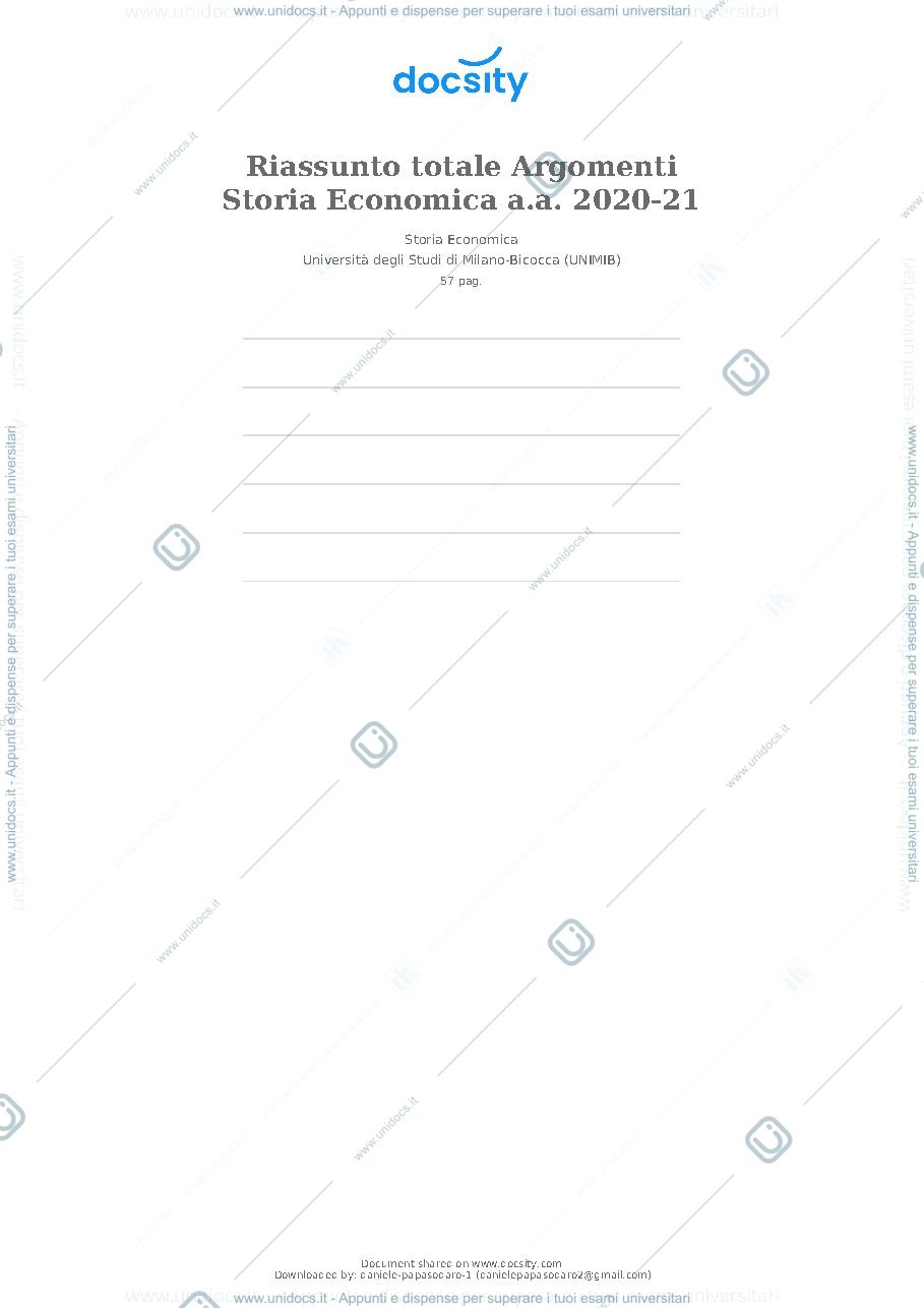 Anteprima pagina 1 — riassunto totale storia economica