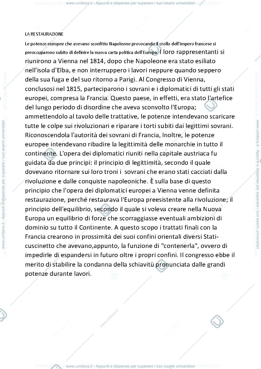 Anteprima pagina 1 — LA RESTAURAZIONE 