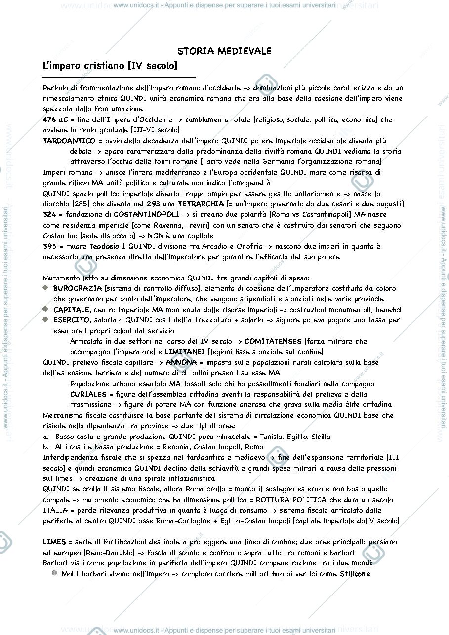 Anteprima pagina 1 — Appunto storia medievale A