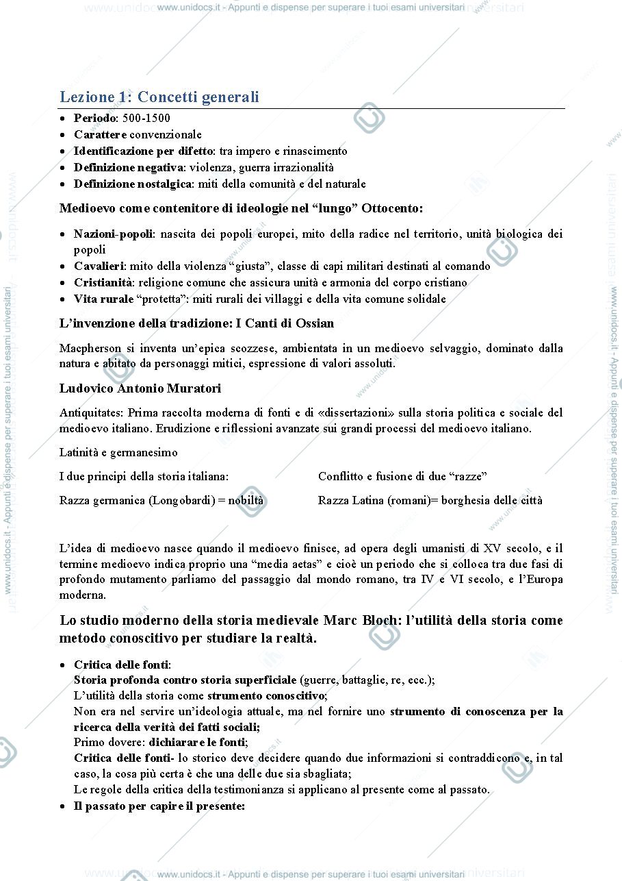 Anteprima pagina 1 — Appunti Storia Medievale B