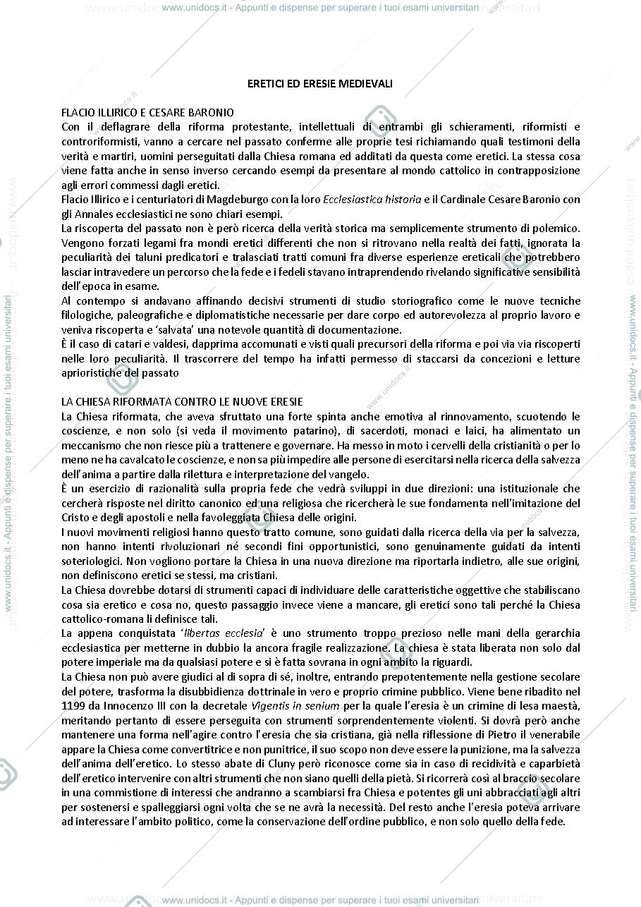 Anteprima pagina 1 — Eretici ed eresie medievali
