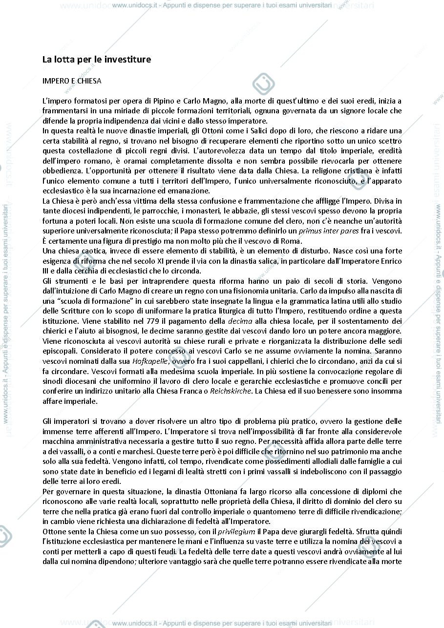 Anteprima pagina 1 — La lotta per le investiture